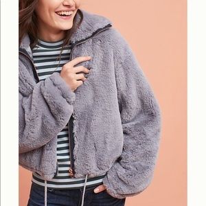 Anthropologie Elevenses Faux Fur Bomber Jacket